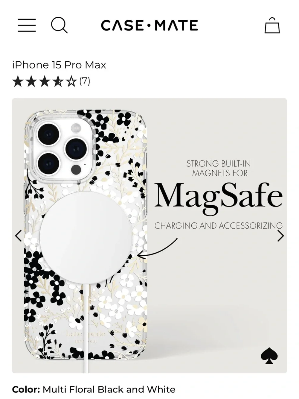 kate spade x case mate Multi Floral Black and White MagSafe iPhone 15 Pro Max